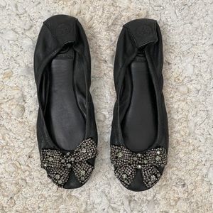 Tory Burch Eddie Crystal Bow Flats